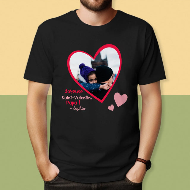 La Photo Et Un Texte: Saint Valentin Pour Papa - T-Shirt Pour Hommes