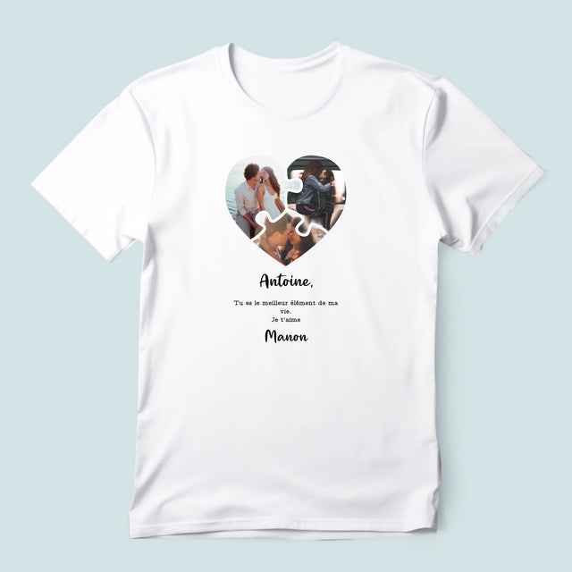 Le Collage Photo: Puzzle De La Saint-Valentin - T-Shirt Pour Hommes