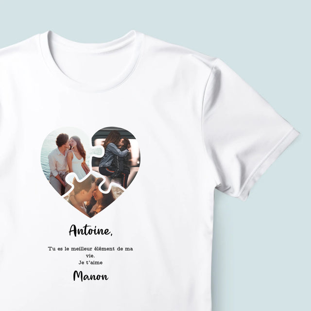 Le Collage Photo: Puzzle De La Saint-Valentin - T-Shirt Pour Hommes