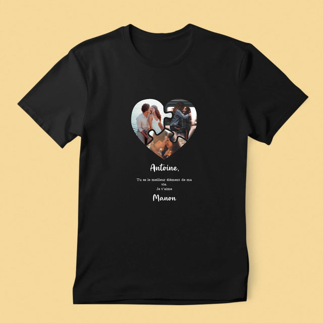 Le Collage Photo: Puzzle De La Saint-Valentin - T-Shirt Pour Hommes