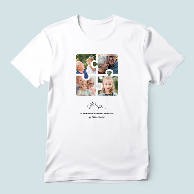 Le Collage Photo: Casse-Tête, Un Cœur Pour Grand-Papa - T-Shirt Pour Hommes