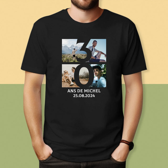 Le Collage Photo: 30 Ans Chiffre Photos - T-Shirt Pour Hommes