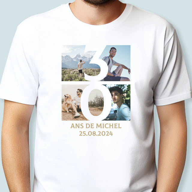 Le Collage Photo: 30 Ans Chiffre Photos - T-Shirt Pour Hommes