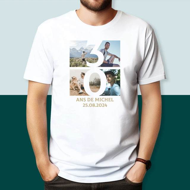 Le Collage Photo: 30 Ans Chiffre Photos - T-Shirt Pour Hommes