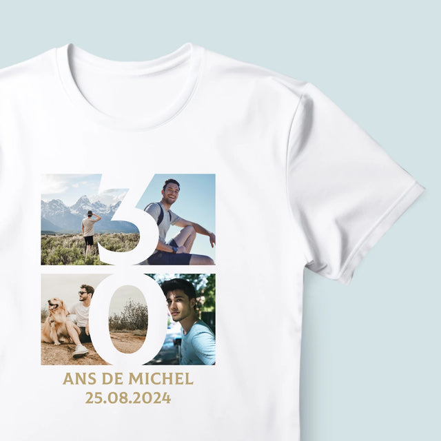 Le Collage Photo: 30 Ans Chiffre Photos - T-Shirt Pour Hommes