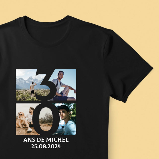 Le Collage Photo: 30 Ans Chiffre Photos - T-Shirt Pour Hommes