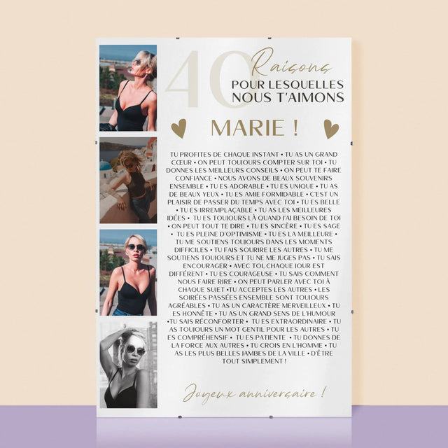 Le Collage Photo: 40 Raisons - Affiche