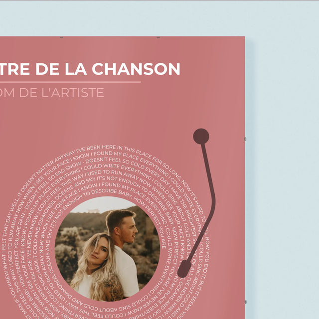 La Photo Et Un Texte: Notre Chanson Disque Vinyle - Affiche