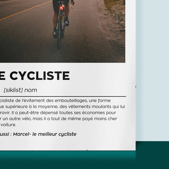 La Photo Et Un Texte: Cycliste - Définition - Affiche