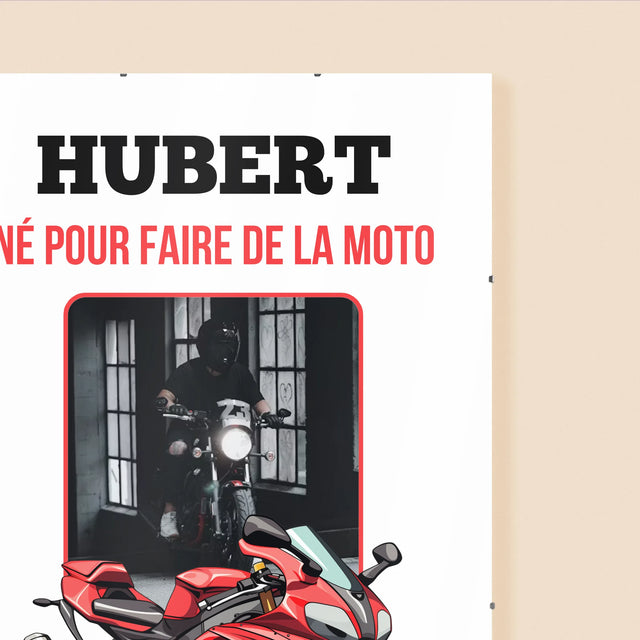 La Photo Et Un Texte: Né Pour Faire De La Moto - Affiche