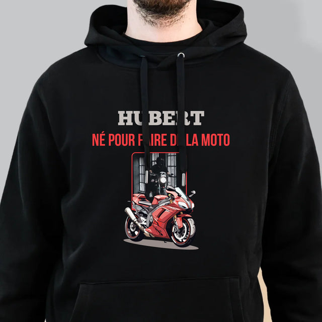La Photo Et Un Texte: Né Pour Faire De La Moto - Sweat À Capuche Pour Hommes