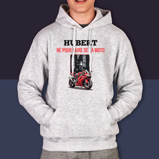 La Photo Et Un Texte: Né Pour Faire De La Moto - Sweat À Capuche Pour Hommes