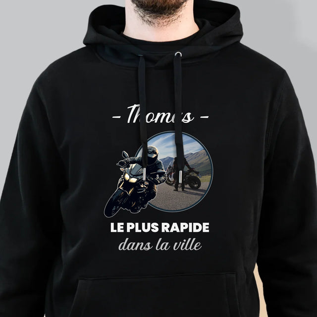 La Photo Et Un Texte: Le Plus Rapide Dans La Ville - Sweat À Capuche Pour Hommes