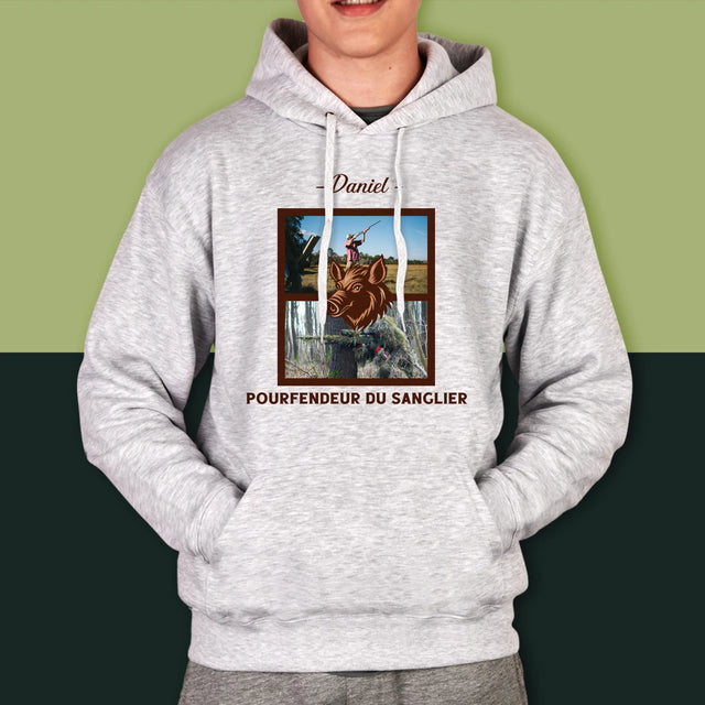 Le Collage Photo: Pourfendeur Du Sanglier - Sweat À Capuche Pour Hommes