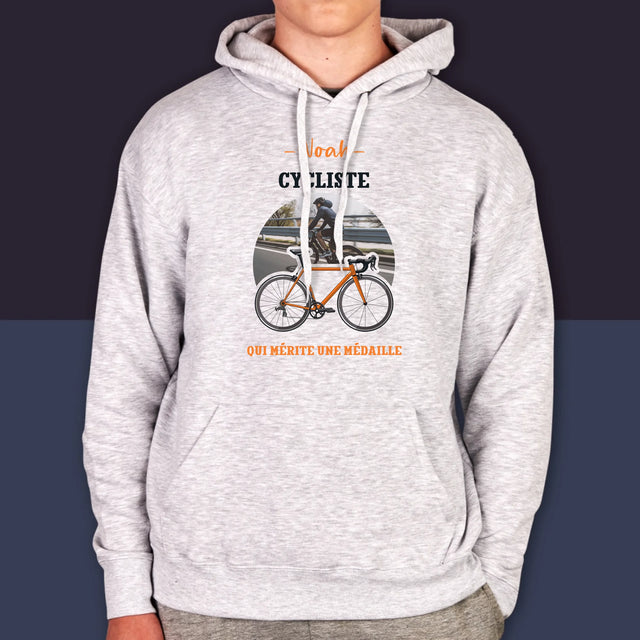 La Photo Et Un Texte: Cycliste Qui Mérite Une Médaille - Sweat À Capuche Pour Hommes
