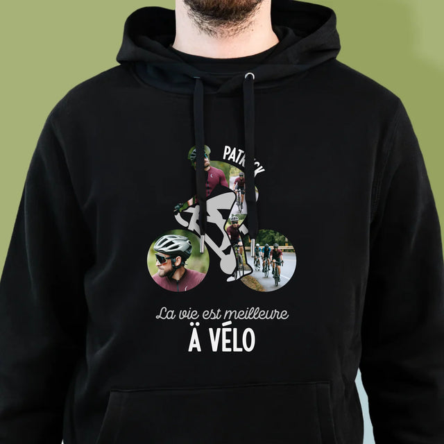 Forme Des Photos: La Vie Est Meilleure À Vélo - Sweat À Capuche Pour Hommes