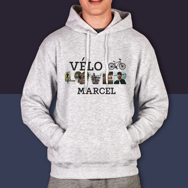 Collage Photo De Lettre: Vélo Lover - Sweat À Capuche Pour Hommes