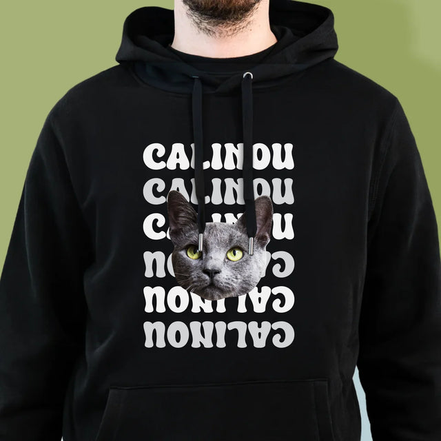 Ton Personnage: Photo De L'Animal Avec Son Nom - Sweat À Capuche Pour Hommes