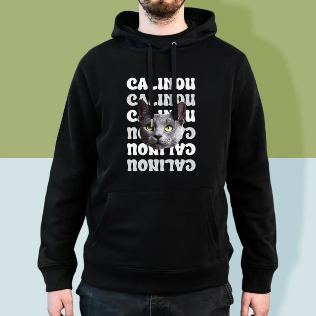 Ton Personnage: Photo De L'Animal Avec Son Nom - Sweat À Capuche Pour Hommes