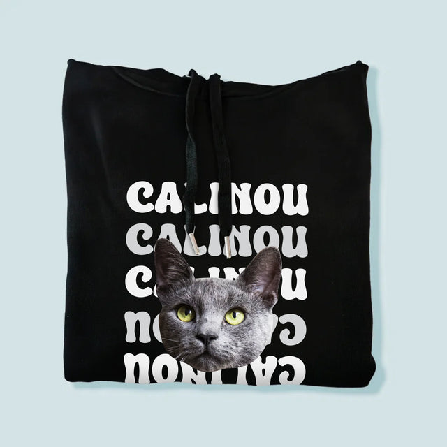 Ton Personnage: Photo De L'Animal Avec Son Nom - Sweat À Capuche Pour Hommes