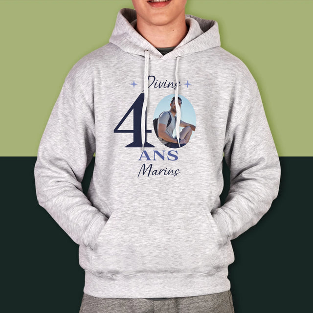 La Photo Et Un Texte: Divin 40 Ans - Sweat À Capuche Pour Hommes