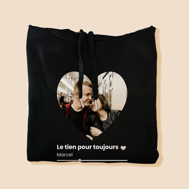 La Photo Et Un Texte: Notre Chanson Cœur Code Qr - Sweat À Capuche Pour Hommes