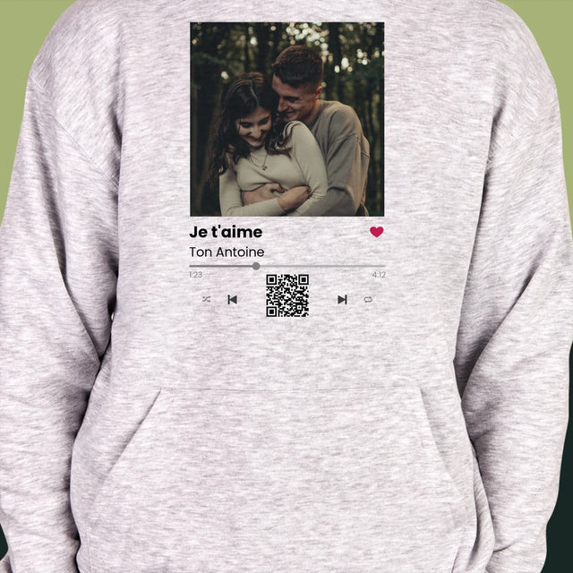 La Photo Et Un Texte: Spotify Avec Code Qr - Sweat À Capuche Pour Hommes