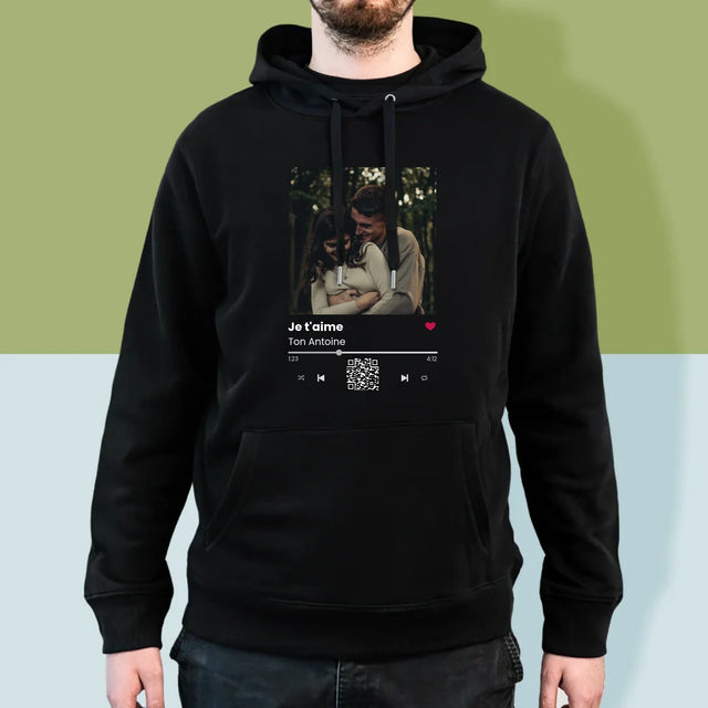 La Photo Et Un Texte: Spotify Avec Code Qr - Sweat À Capuche Pour Hommes