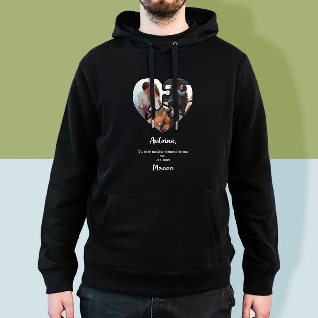 Le Collage Photo: Puzzle De La Saint-Valentin - Sweat À Capuche Pour Hommes