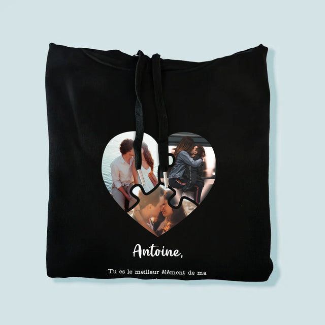 Le Collage Photo: Puzzle De La Saint-Valentin - Sweat À Capuche Pour Hommes
