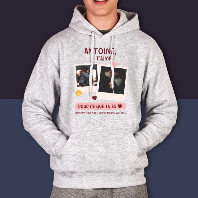 Le Collage Photo: Je T'Aime Pour Ce Que Tu Es - Sweat À Capuche Pour Hommes
