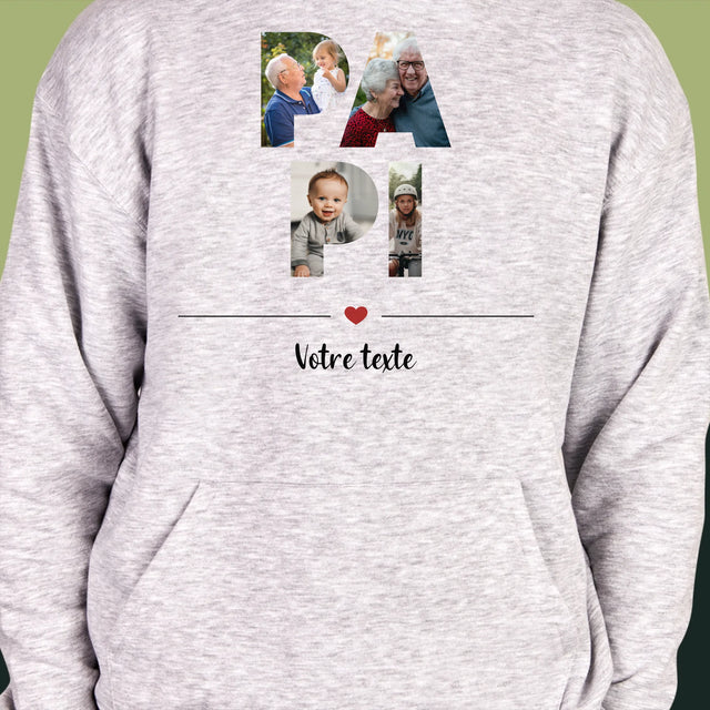 Collage Photo De Lettre: Le Grand-Père De Tes Photos - Sweat À Capuche Pour Hommes