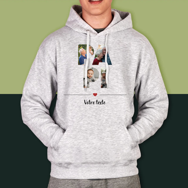 Collage Photo De Lettre: Le Grand-Père De Tes Photos - Sweat À Capuche Pour Hommes