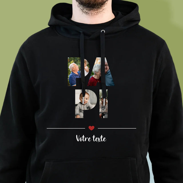 Collage Photo De Lettre: Le Grand-Père De Tes Photos - Sweat À Capuche Pour Hommes