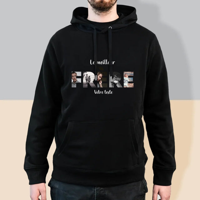 Collage Photo De Lettre: Frère De Tes Photos - Sweat À Capuche Pour Hommes