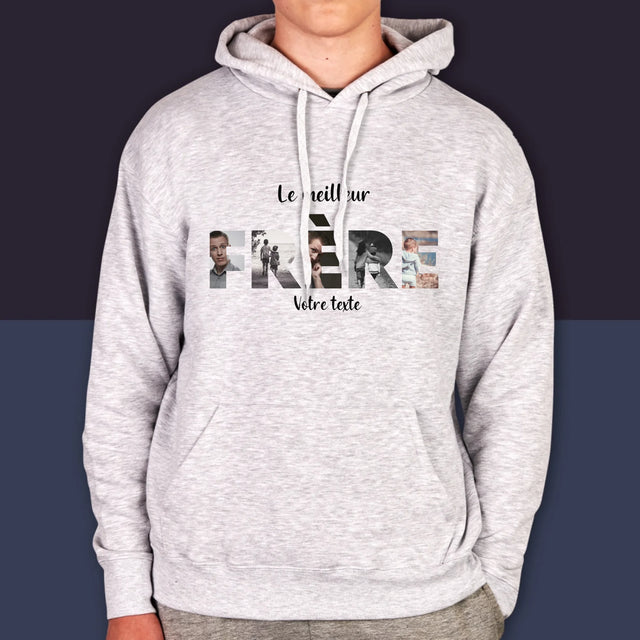 Collage Photo De Lettre: Frère De Tes Photos - Sweat À Capuche Pour Hommes