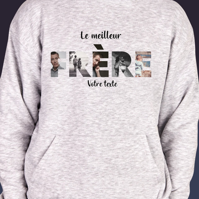 Collage Photo De Lettre: Frère De Tes Photos - Sweat À Capuche Pour Hommes