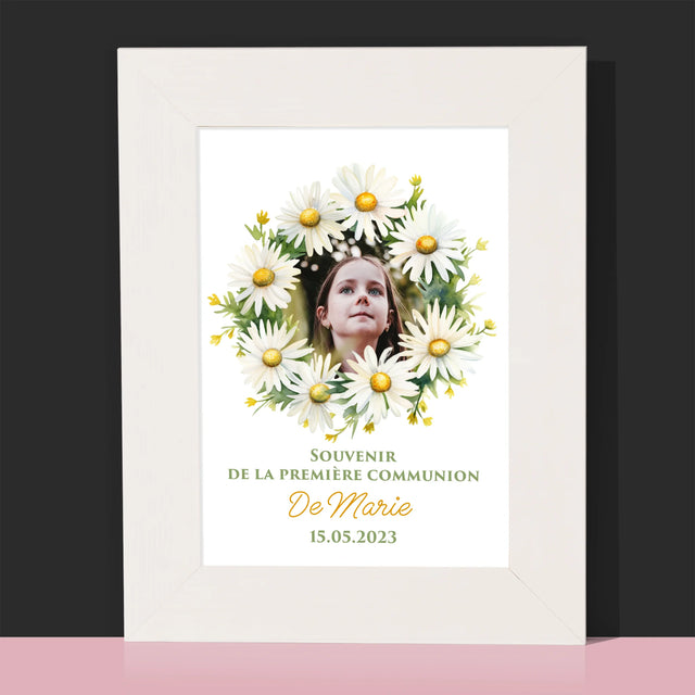 Photo et signature : Marguerites souvenirs de la Sainte Communion - Cadre photo | FR