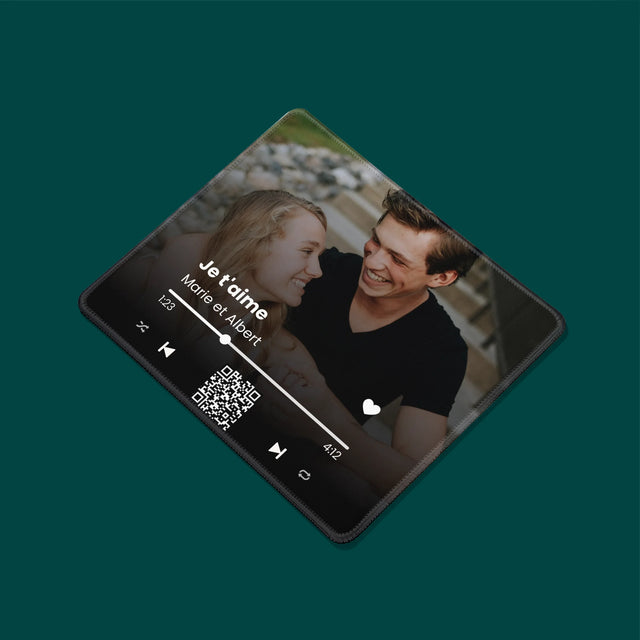 La Photo Et Un Texte: Votre Chanson Code Qr  - Tapis De Souris