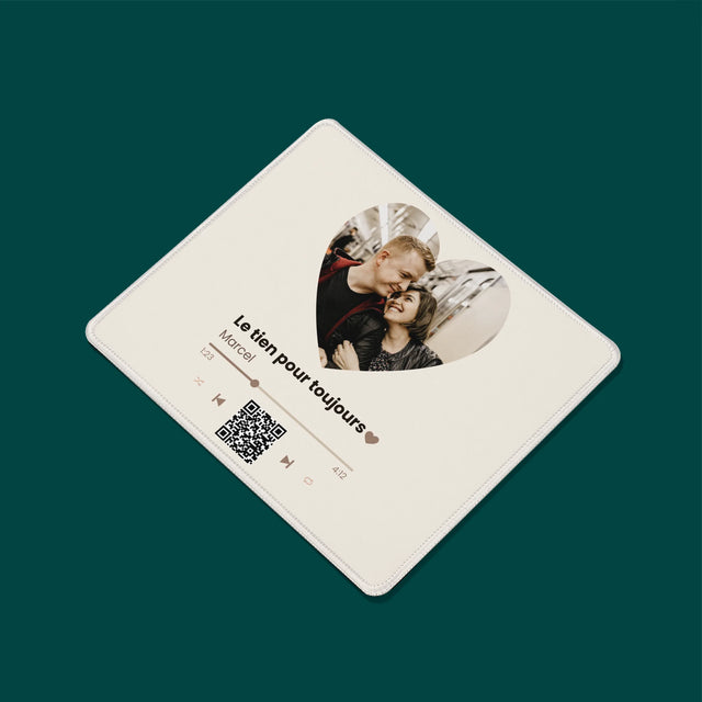 La Photo Et Un Texte: Notre Chanson Cœur Code Qr - Tapis De Souris