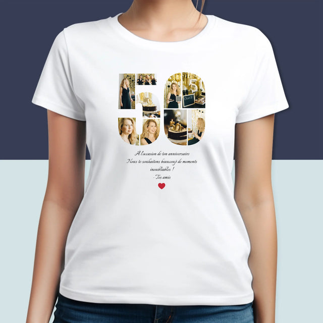 Forme Des Photos: 50 Anniversaire Vœux - T-Shirt Pour Femmes