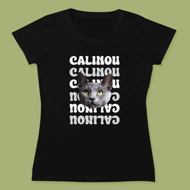 Ton Personnage: Photo De L'Animal Avec Son Nom - T-Shirt Pour Femmes