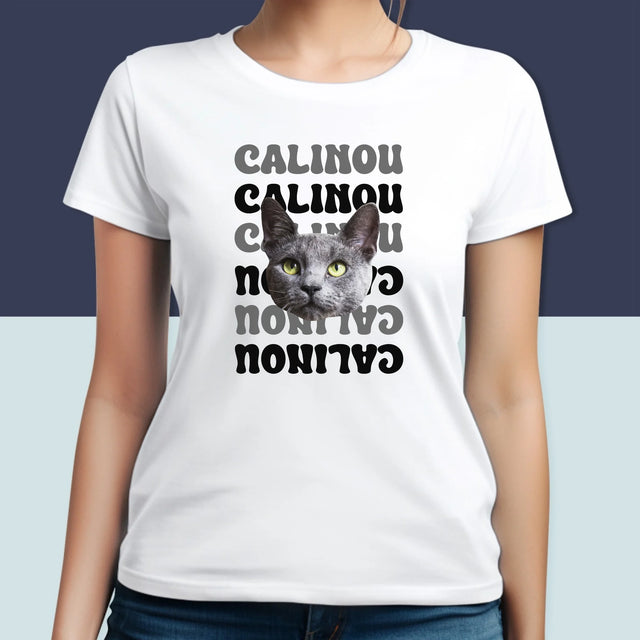 Ton Personnage: Photo De L'Animal Avec Son Nom - T-Shirt Pour Femmes