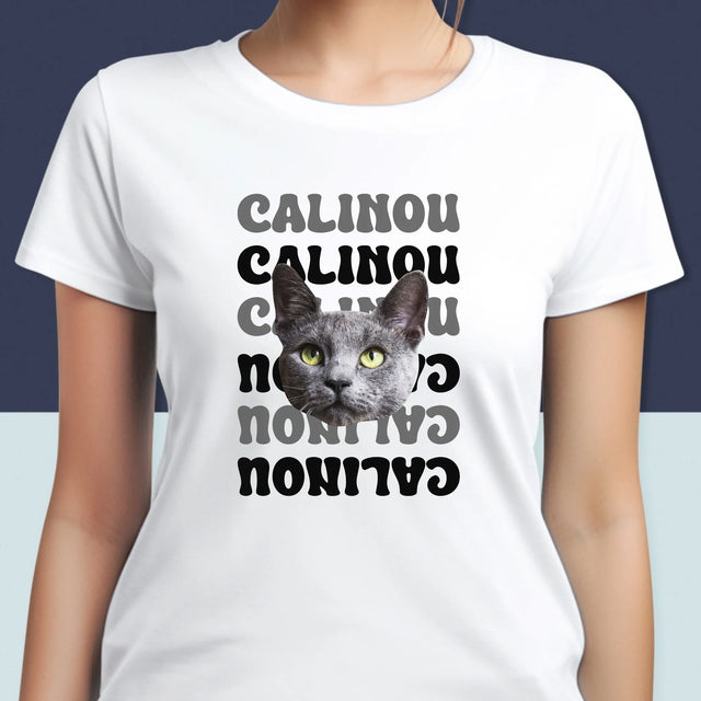 Ton Personnage: Photo De L'Animal Avec Son Nom - T-Shirt Pour Femmes