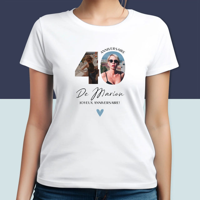 Collage Photo De Lettre: 40 Ans, Des Beaux Moments - T-Shirt Pour Femmes