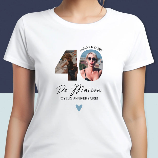 Collage Photo De Lettre: 40 Ans, Des Beaux Moments - T-Shirt Pour Femmes