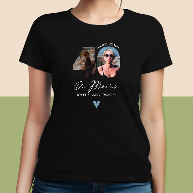 Collage Photo De Lettre: 40 Ans, Des Beaux Moments - T-Shirt Pour Femmes