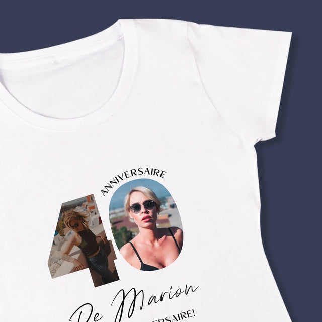 Collage Photo De Lettre: 40 Ans, Des Beaux Moments - T-Shirt Pour Femmes