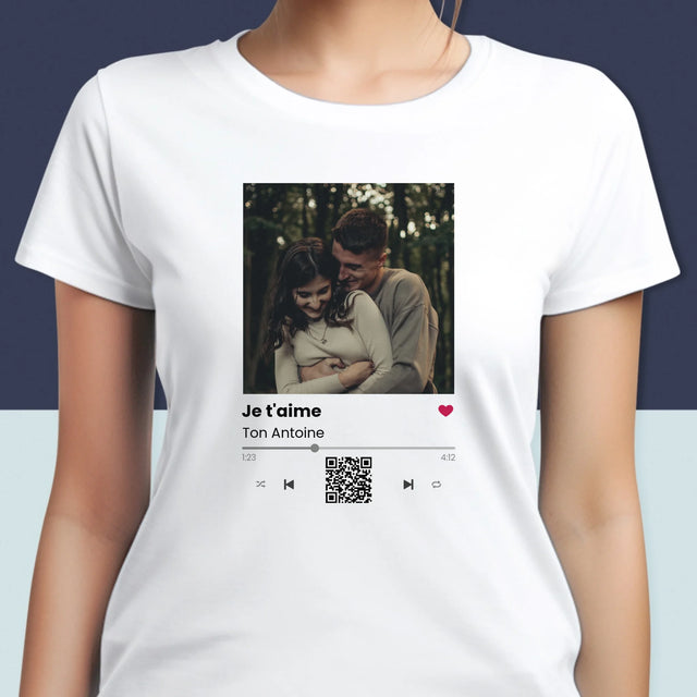 La Photo Et Un Texte: Spotify Avec Code Qr - T-Shirt Pour Femmes