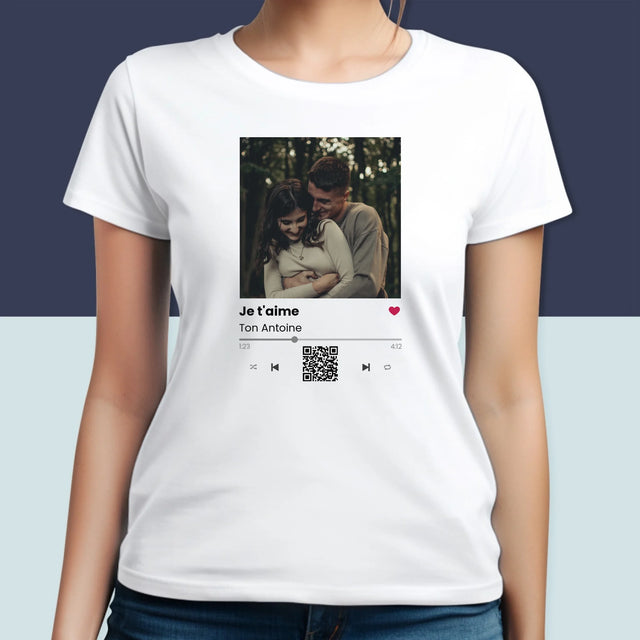 La Photo Et Un Texte: Spotify Avec Code Qr - T-Shirt Pour Femmes